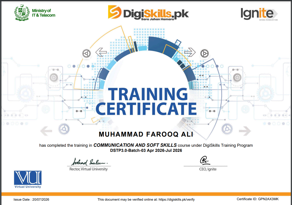 Communication and Soft Skills certificate
