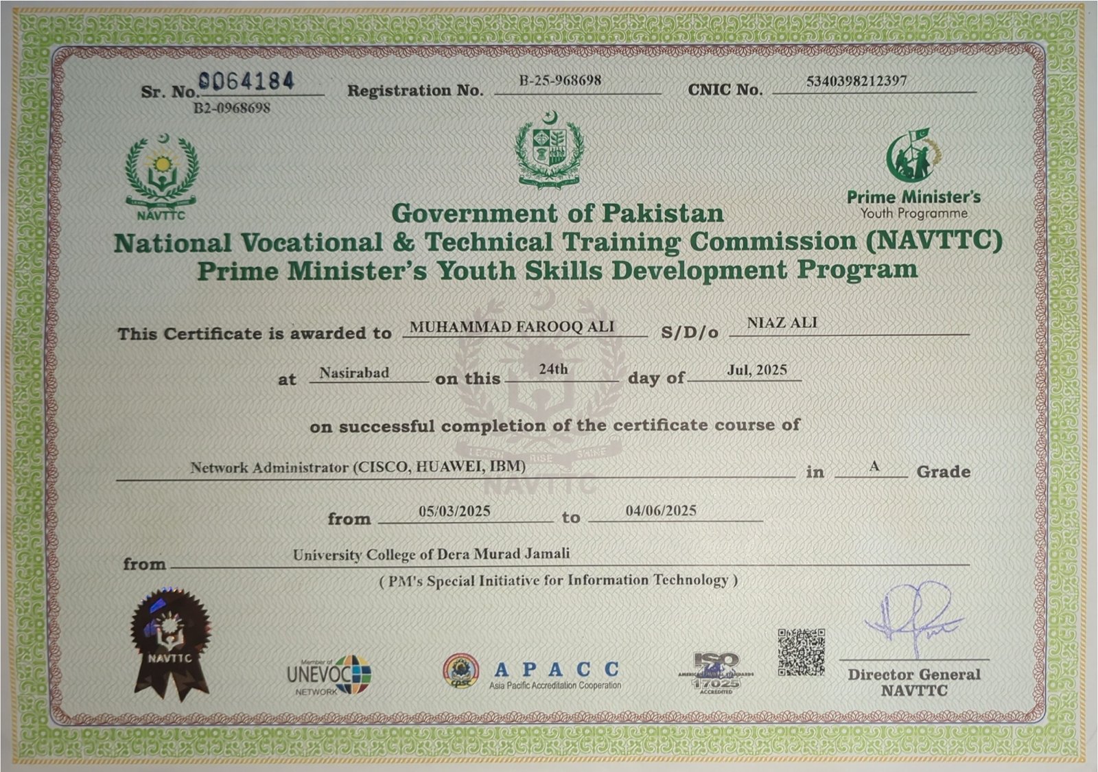 Networking Administration certificate